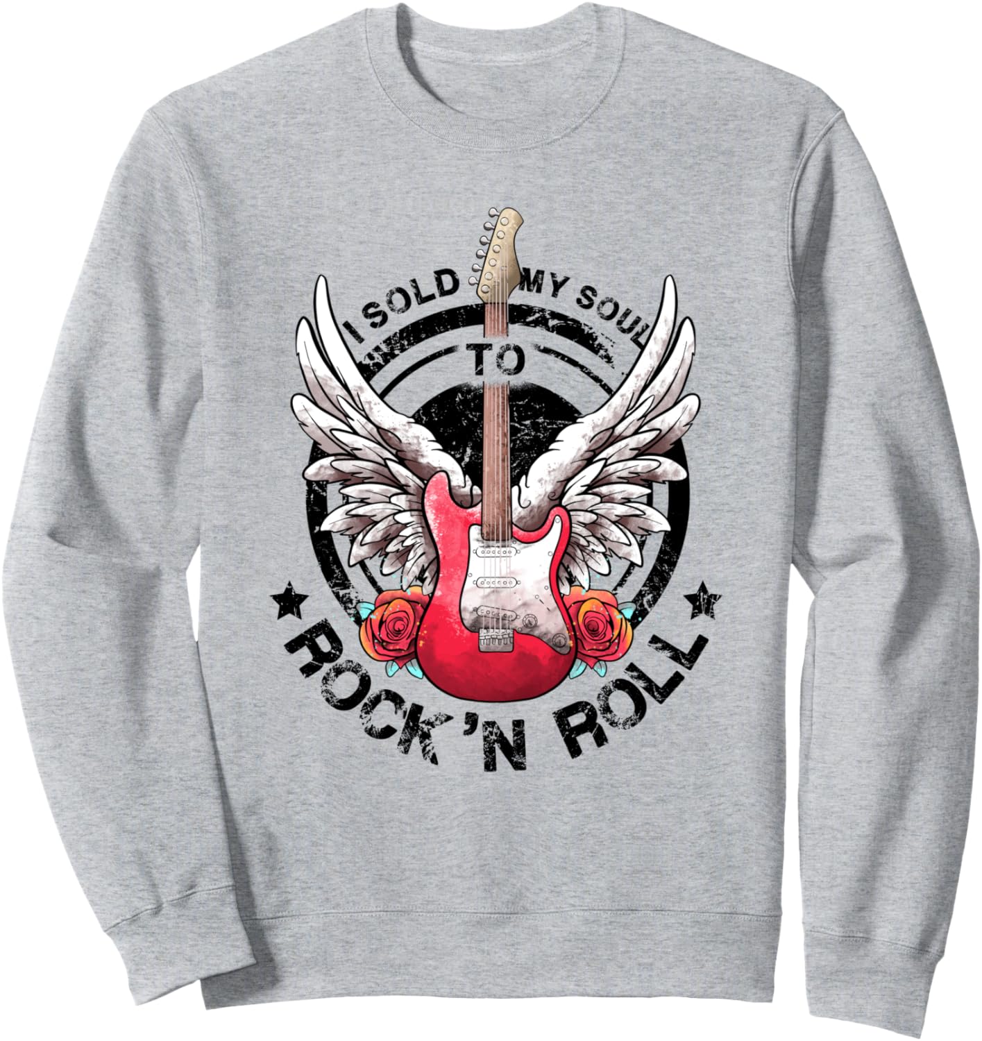 

Я продал свою душу рок-н-роллу. Толстовка с изображением гитариста в стиле ретро Sold My Soul To Rock And Roll Vintage Rock On, серый
