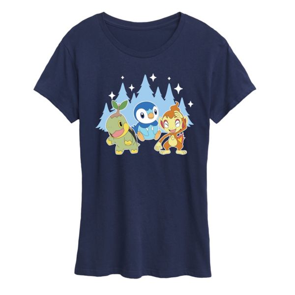 

Женская футболка с зимним принтом Pokemon Sinnoh Licensed Character, синий