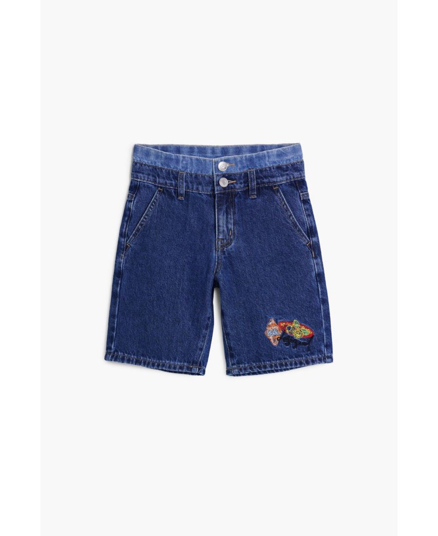 Детские джинсовые шорты-бермуды с вышивкой Desigual, Dark blue — фото 4