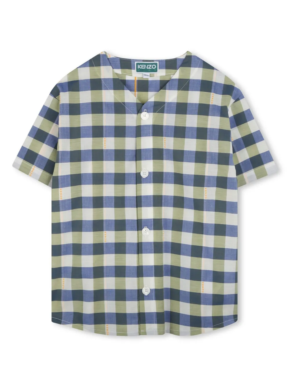 

Рубашка с короткими рукавами и логотипом Kenzo Kids, синий