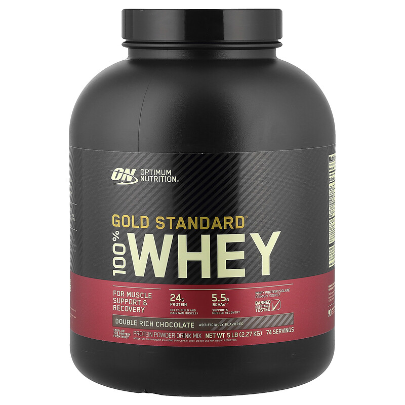 

Optimum Nutrition, Gold Standard, 100% сыворотка, двойной шоколад, 2,27 кг (5 фунтов)