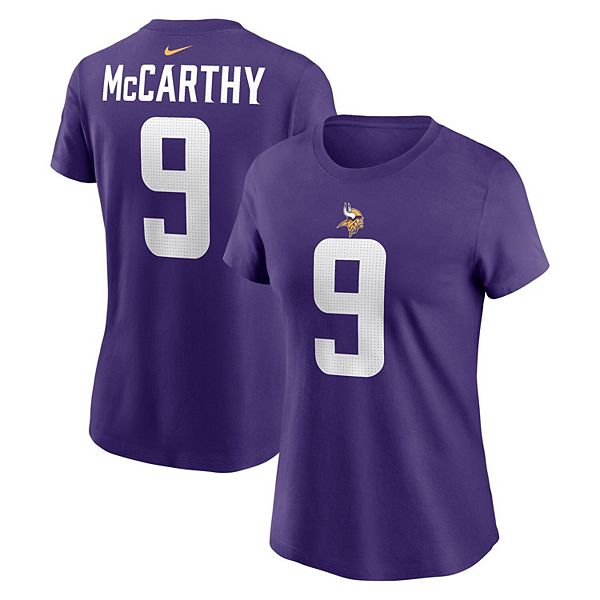 Футболка женская JJ McCarthy Minnesota Vikings, фиолетовая, с именем и номером Nike — фото 2