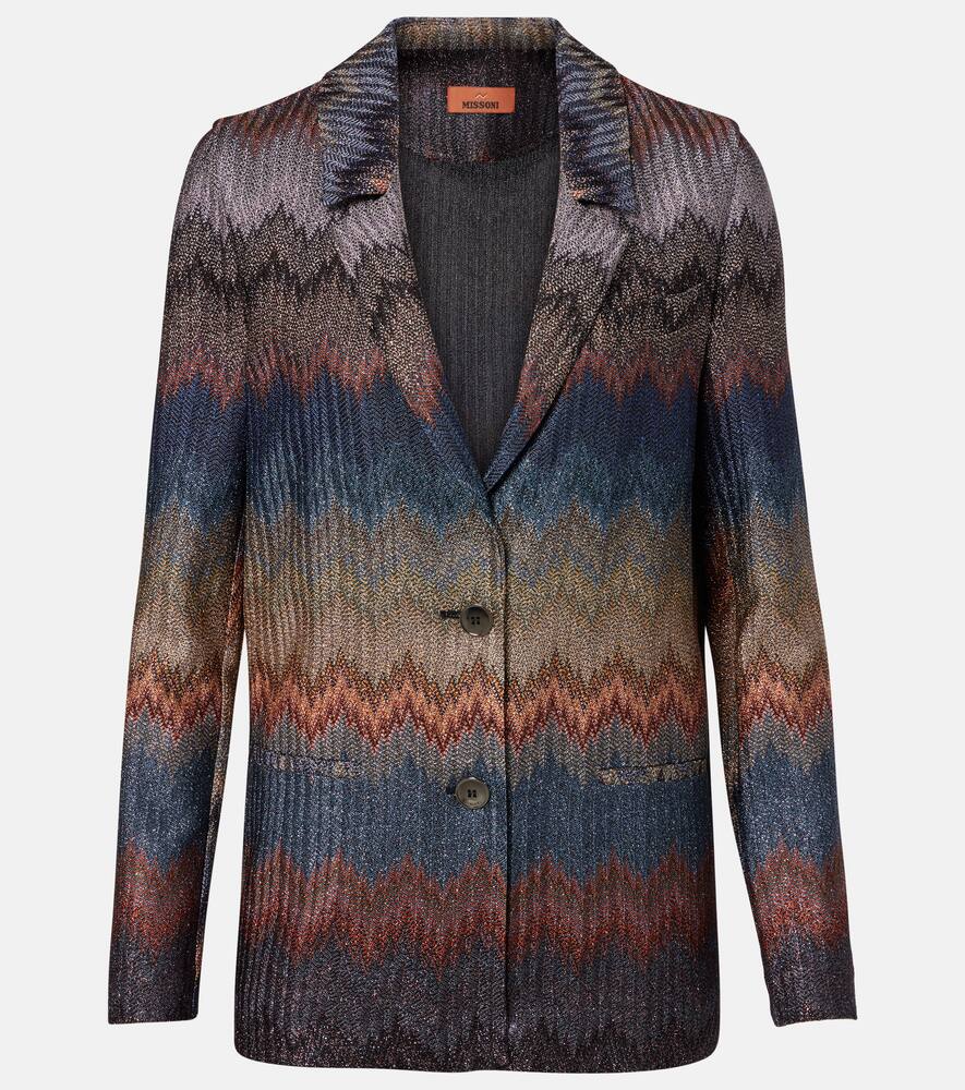 

Ламе-блейзер с зигзагообразным узором Missoni, Blue Tones On Dark Base