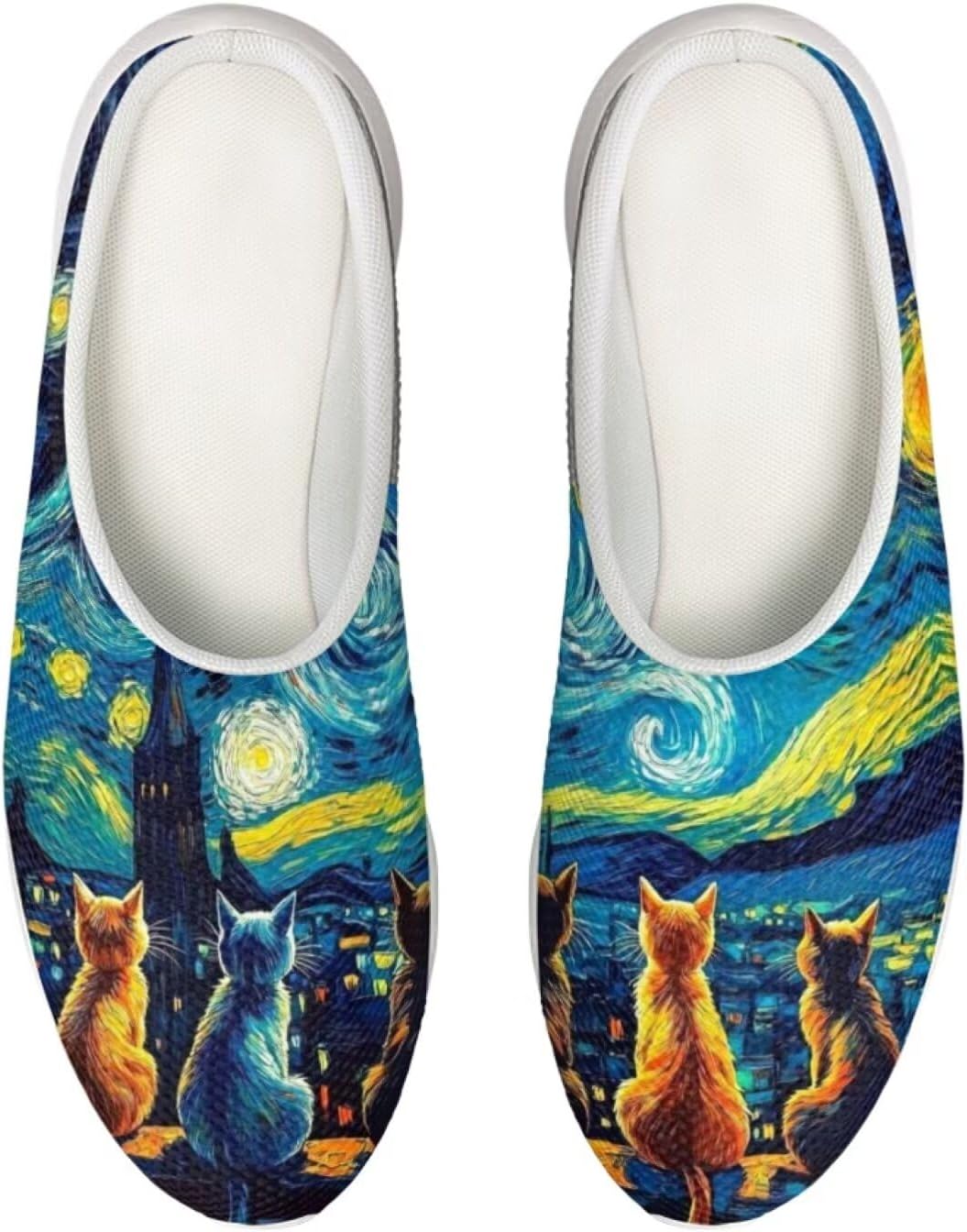 

Сабо Forchrinse Iris Cat Starry Sky Garden для женщин, туфли-мюли с поддержкой свода стопы, сандалии для домашнего ухода за больными, легкие