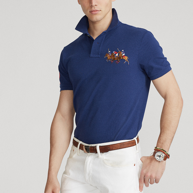 Поло Ralph Lauren мужская футболка Clearwater Sea Blue — фото 3