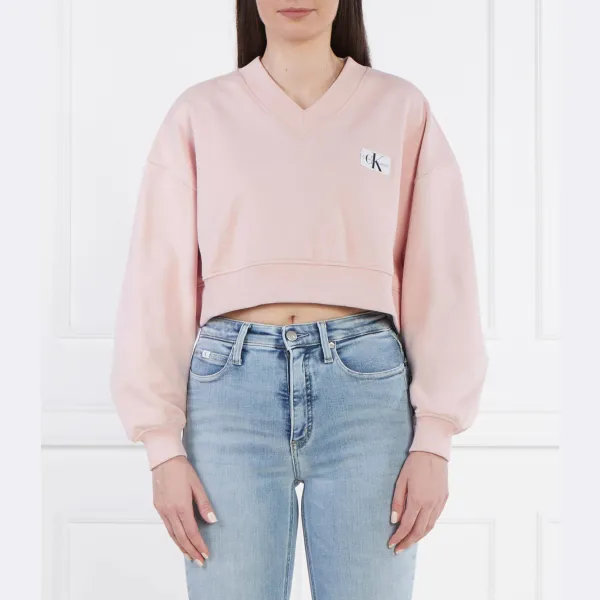 

Укороченная толстовка с тканой этикеткой Calvin Klein, розовый
