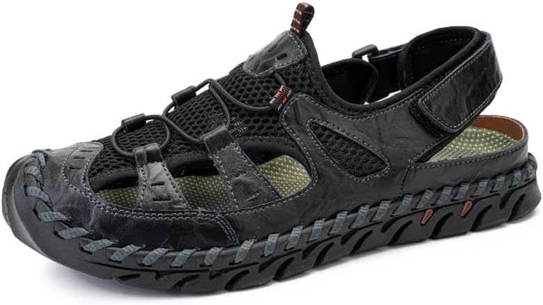 

Мужские повседневные сандалии для улицы, дышащие, рыбацкого типа с закрытым носком, противоскользящие, пляжные, легкие и удобные Asifn, черный