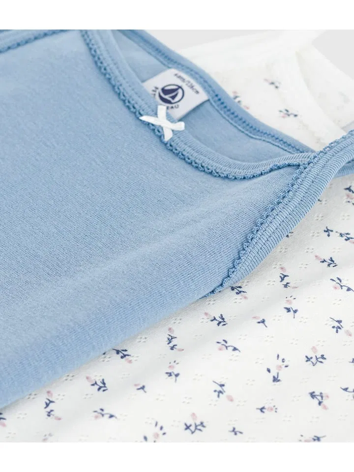 Комплект из 2 боди, с узором, PETIT BATEAU, кремовый/голубой — фото 3