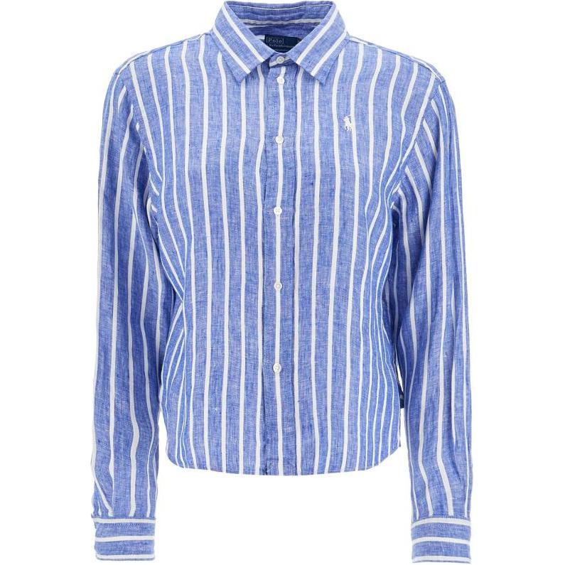 

Широкая укороченная рубашка в клетку Polo Ralph Lauren, синий