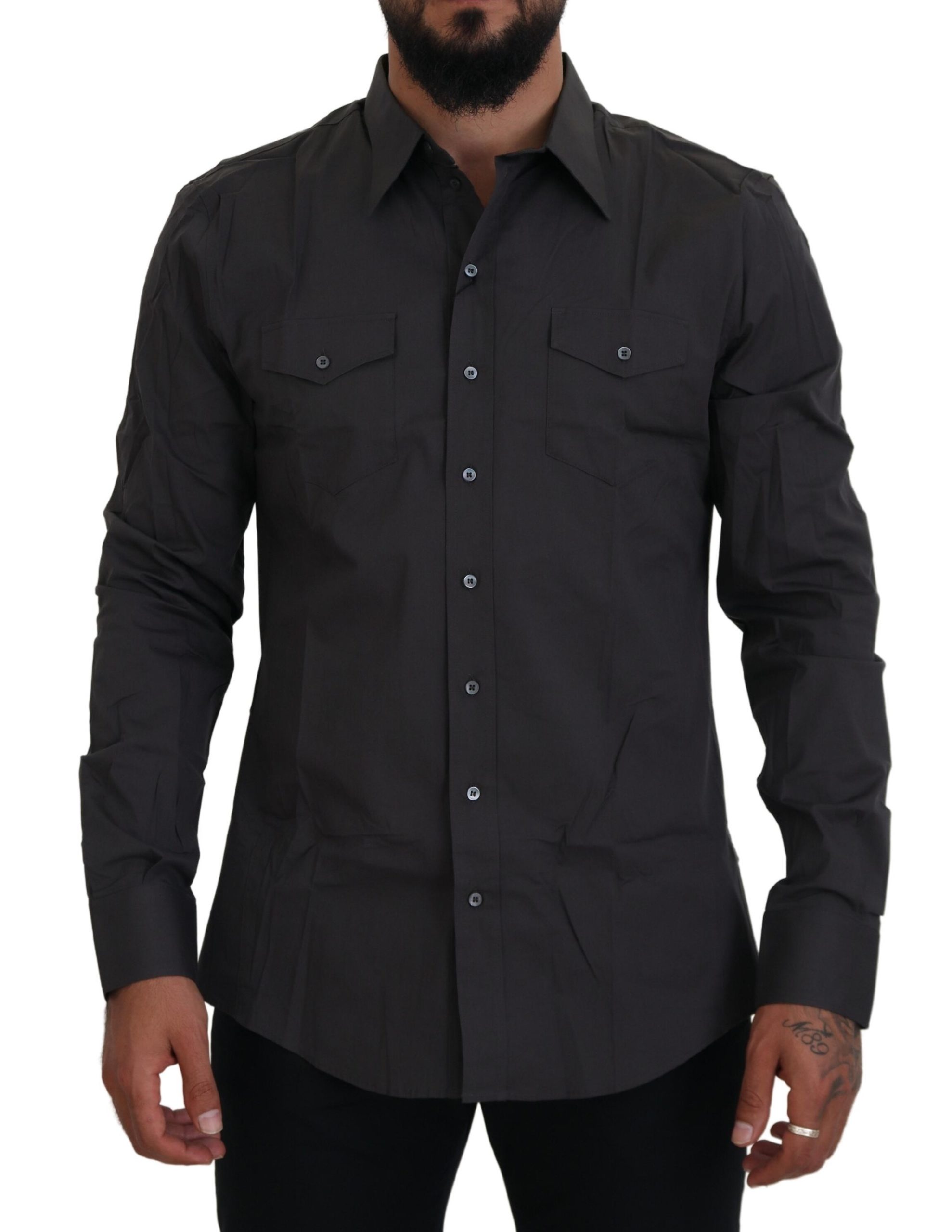 

Элегантная серая рубашка Sicilia Slim Fit Dolce & Gabbana