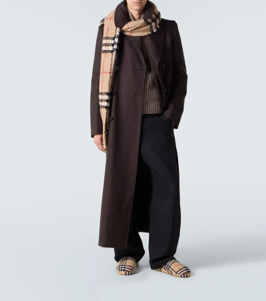 Тапочки Burberry в клетку, бежевый — фото 2