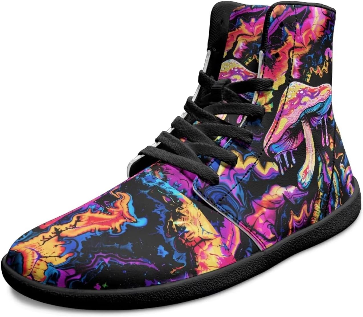 

Высокие кроссовки для мужчин, с широкой носочной частью, шнуровкой, уличные, с нулевым перепадом, поддержкой голеностопа, для ходьбы Xixirimido, Mushroom Multicolor