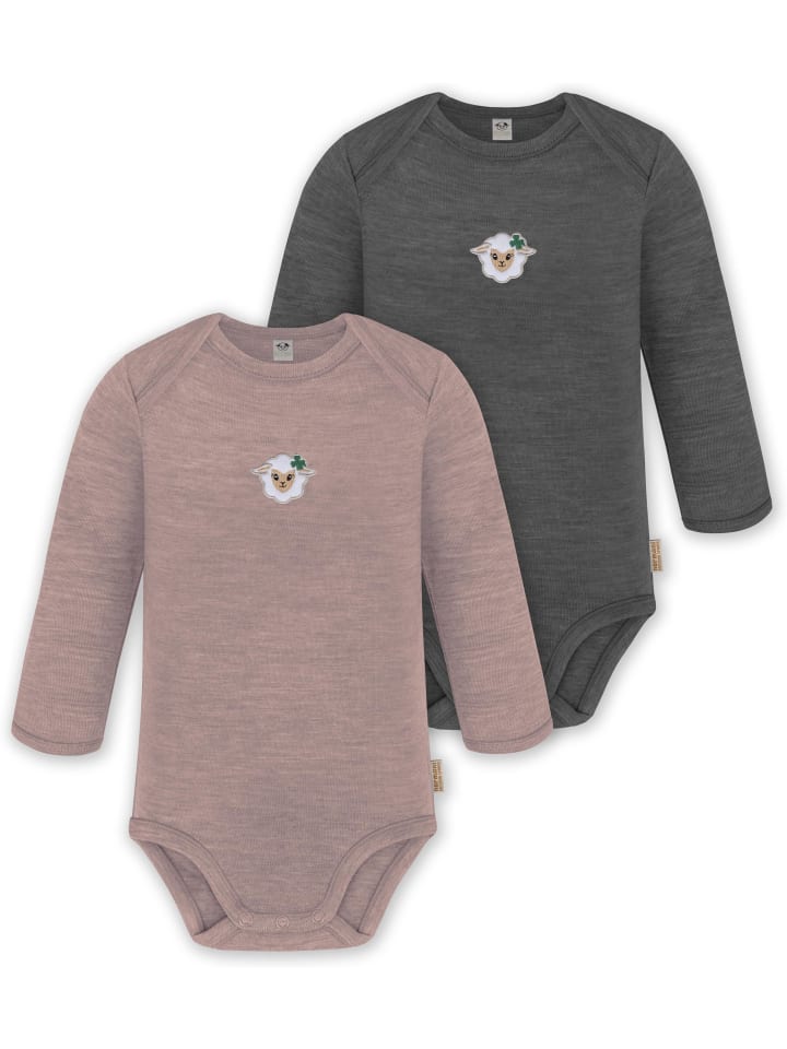 

Normani Outdoor Sports Комплект из 2 детских боди с длинными рукавами из мериносовой шерсти, цвет Окленд, розовый/антрацитовый