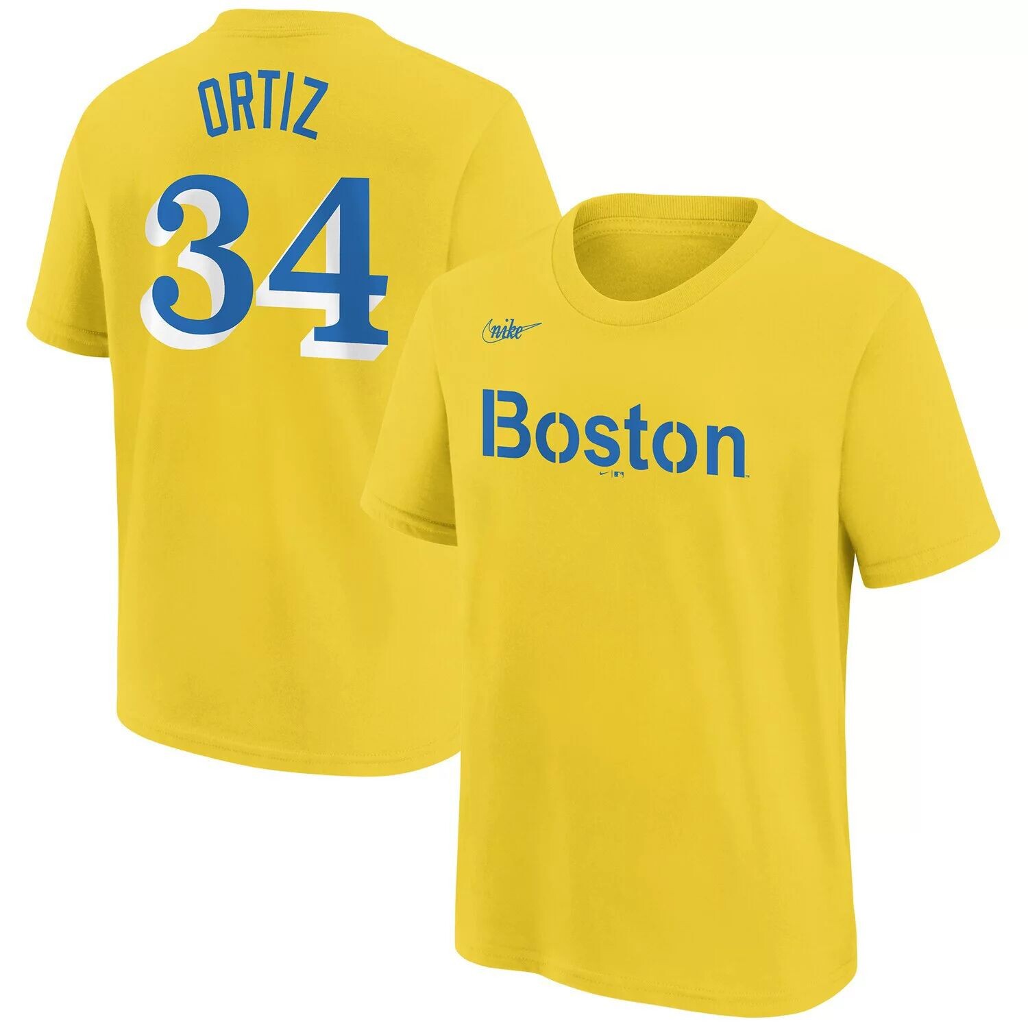 

Молодежная футболка Nike David Ortiz Gold Boston Red Sox с именем и номером Nike