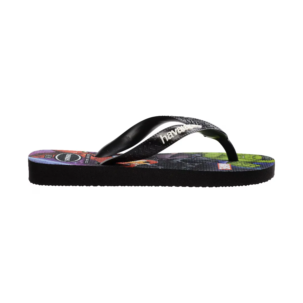 Гав. Детские шлепанцы Kids Top Marvel Ii Black 356 Havaianas, принтованный/черный — фото 3