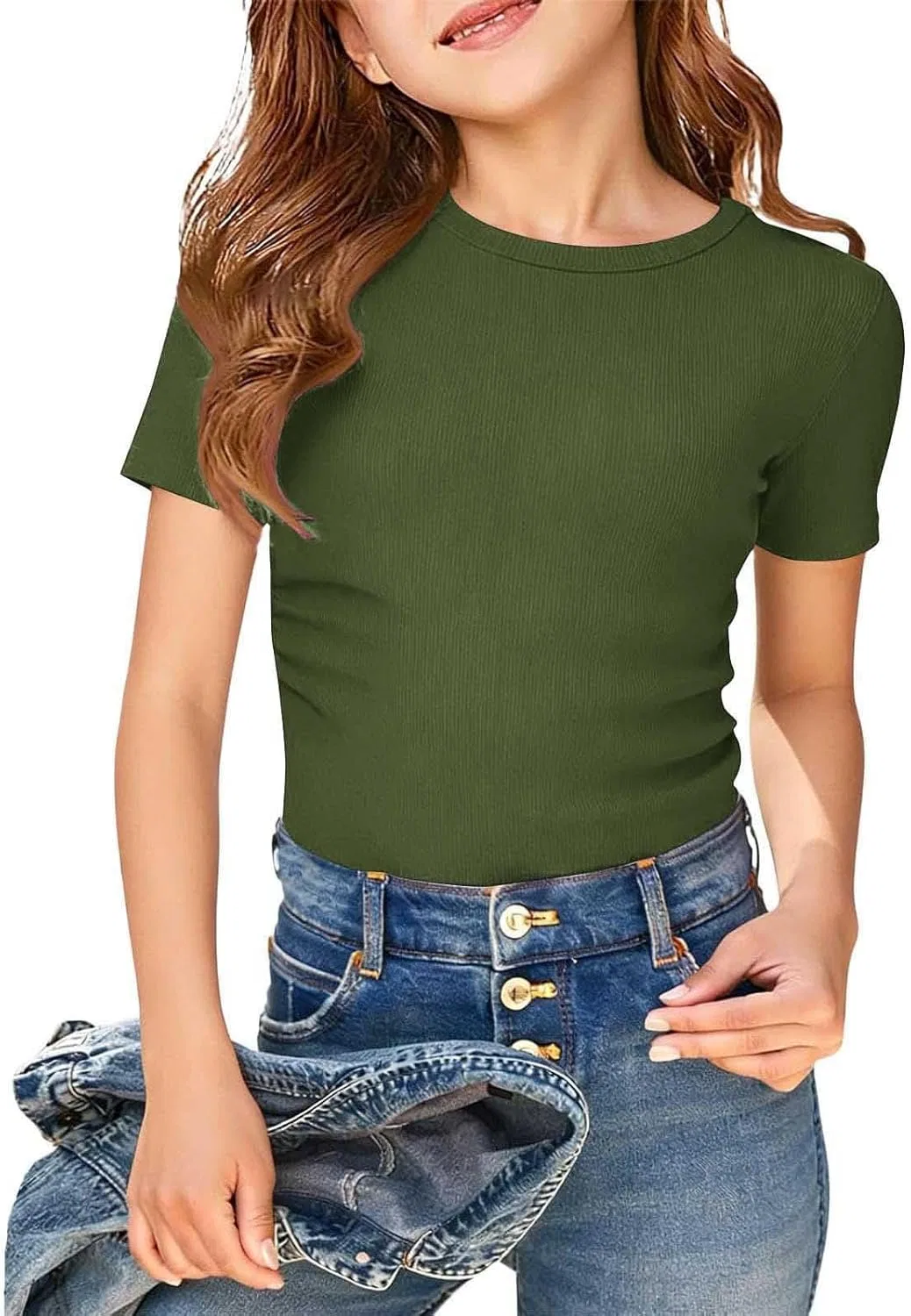 Футболка детская Ribbed Knit, Zzalalana, зеленый