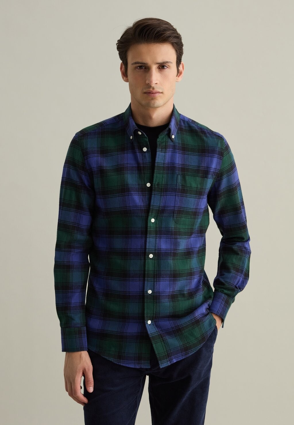 

Рубашка WITH CHECK PATTERN AND BUTTON-DOWN COLLAR PIOMBO, синий