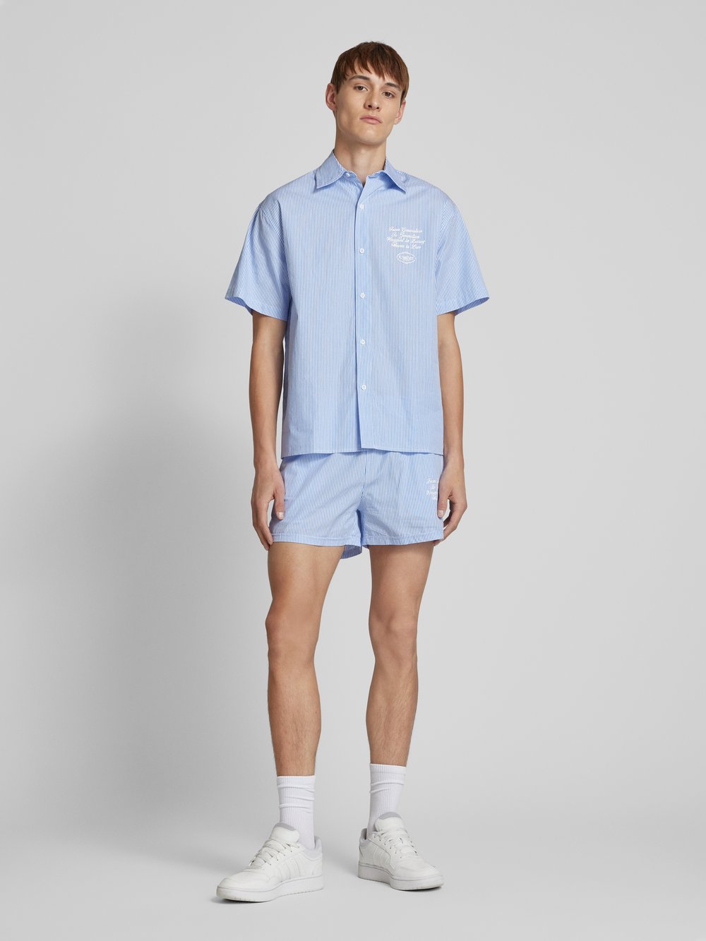 

Пижамные шорты прямого кроя с этикеткой ANOTHER COTTON LAB, синий