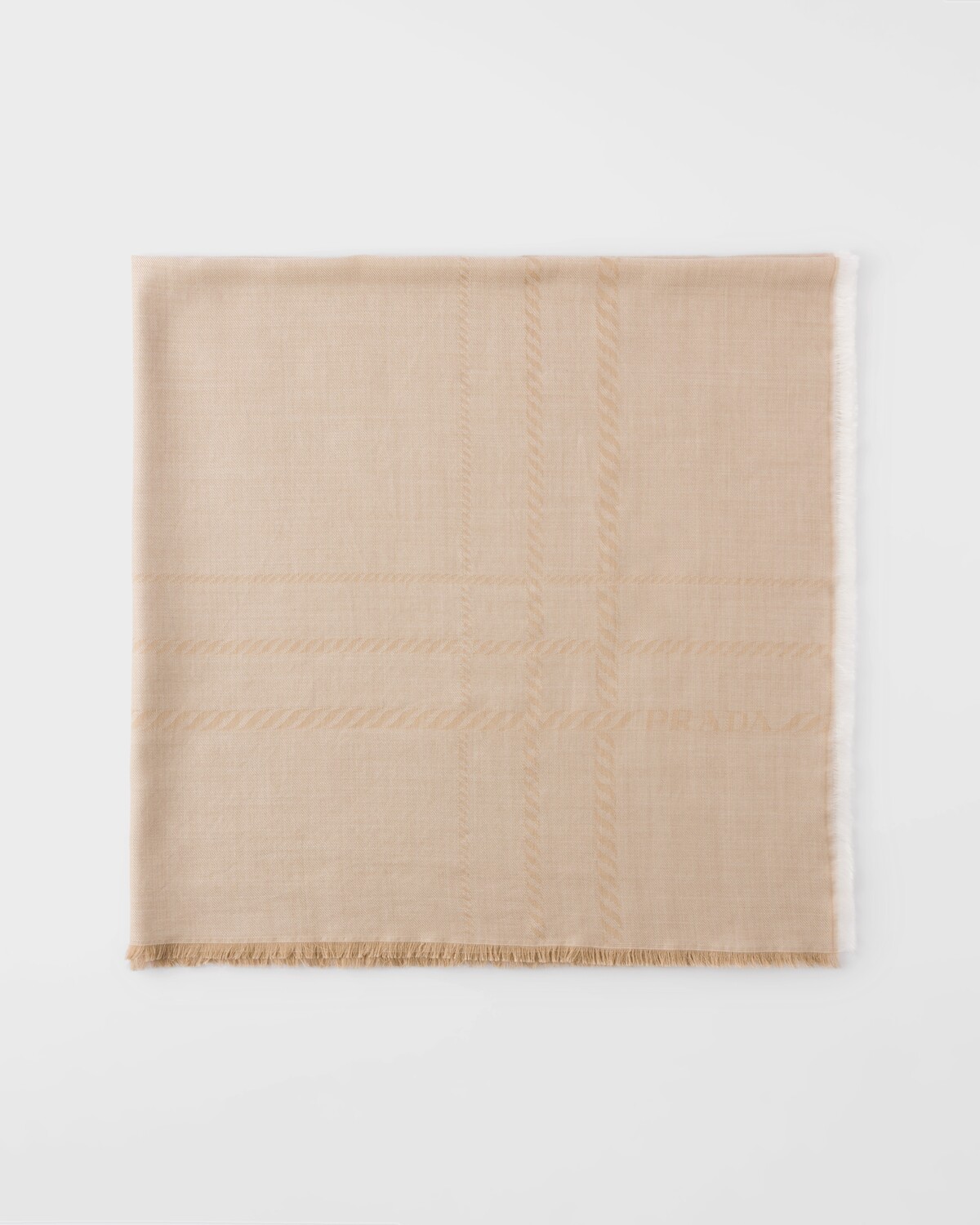 

Шерстяной и шелковый квадратный макси-платок Prada, коричневый