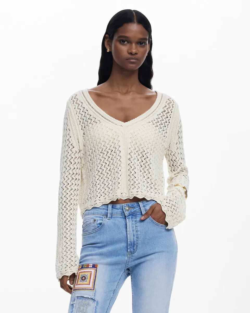

Женский свитер крупной вязки Desigual, белый