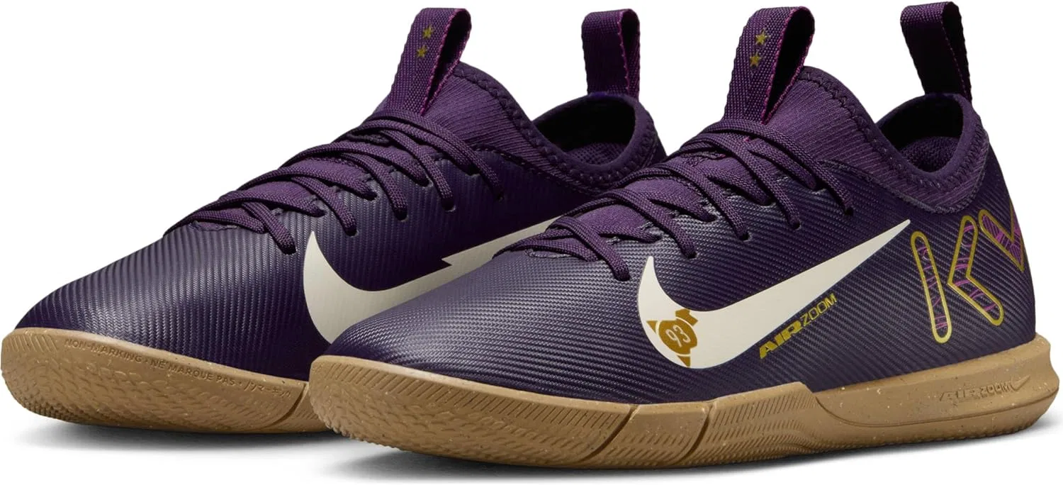 Детские футбольные бутсы Nike Jr. Mercurial Vapor 16 Academy Kylian Mbappé IC Low-Top для детей старшего возраста, Grand Purple Pale Ivory — фото 2