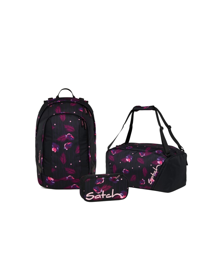 

Satch Набор из 3 школьных рюкзаков AIR Mystic Nights, черно-розовый