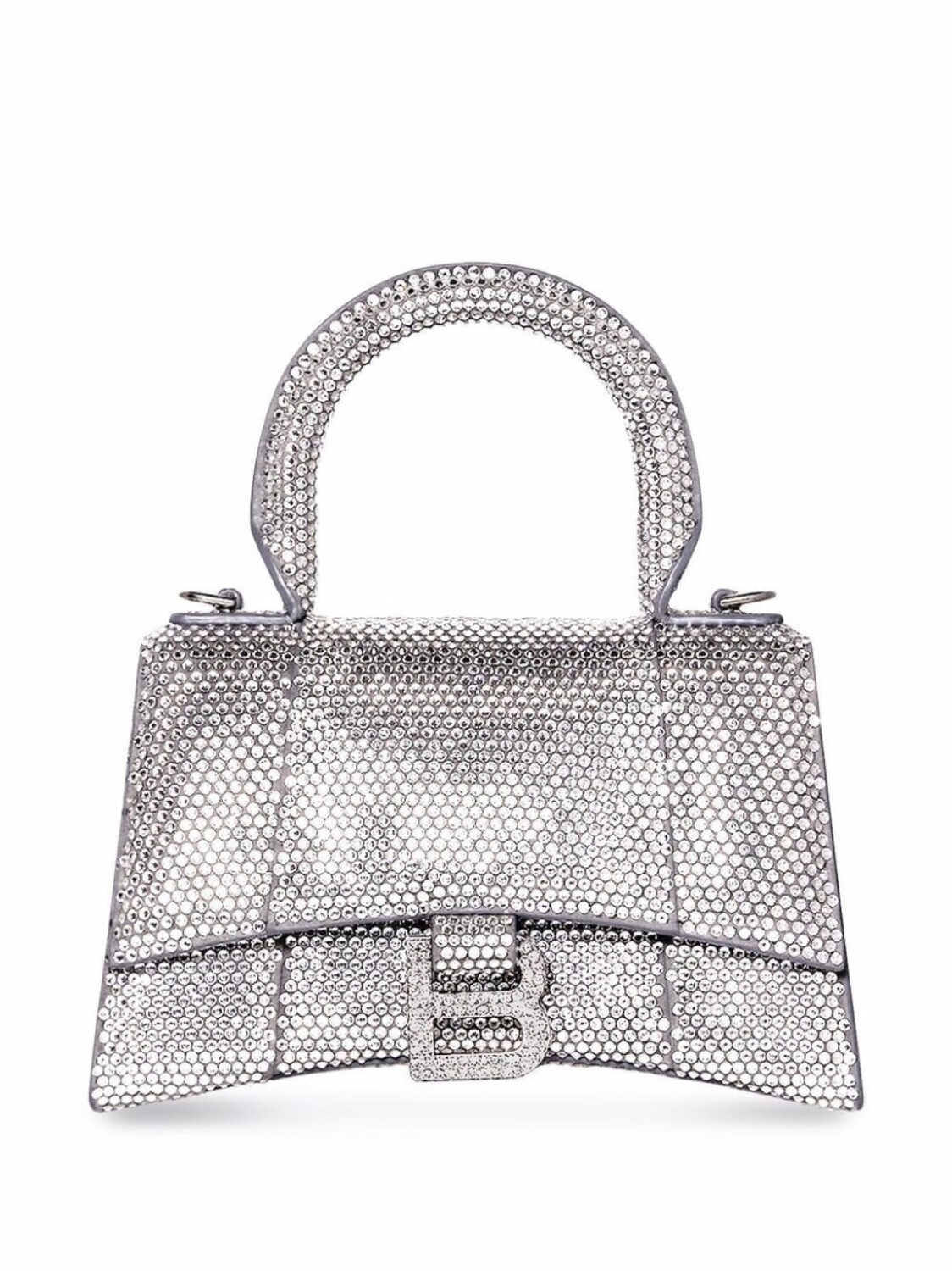 

Сумка-тоут Balenciaga Hourglass с кристаллами, серый