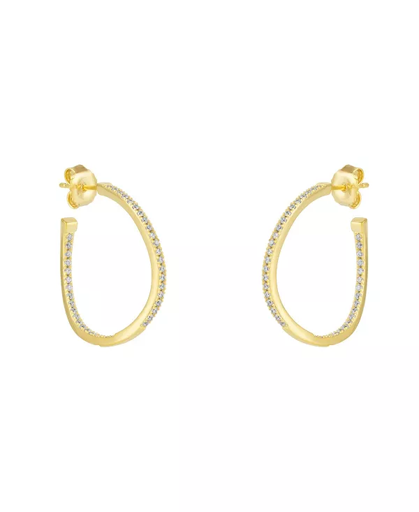 

Большие волнистые серьги-кольца из стерлингового серебра с внутренними драгоценными камнями Spero London, gold