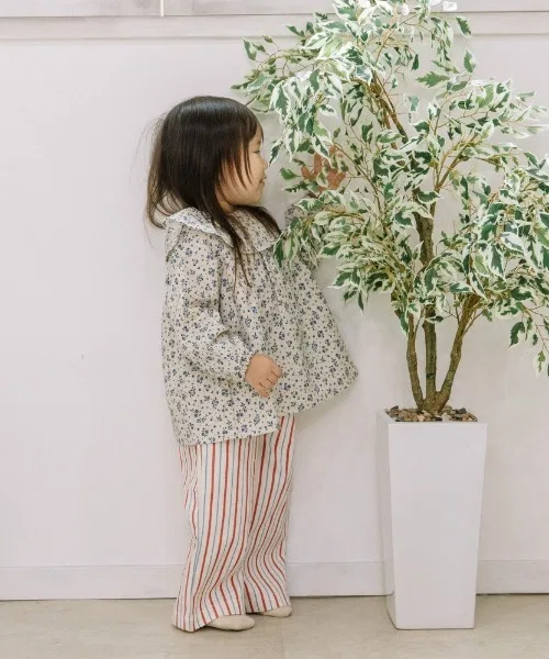 Детские брюки FirstCloset×mio из хлопка в полоску Toys R Us Baby R Us белые — фото 3