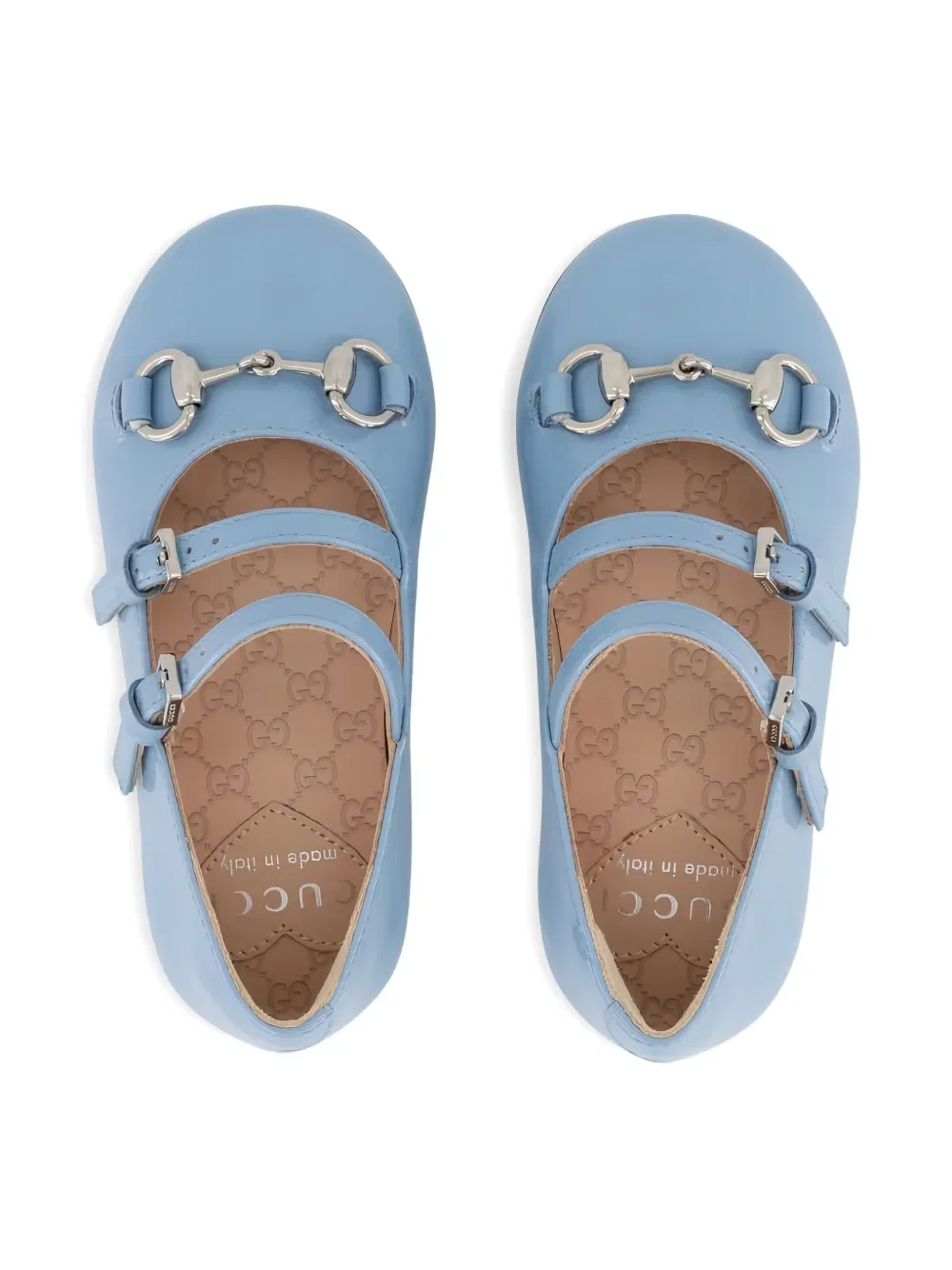 Балетки с ремешком "лошадиная уздечка" Gucci Kids, синий — фото 2
