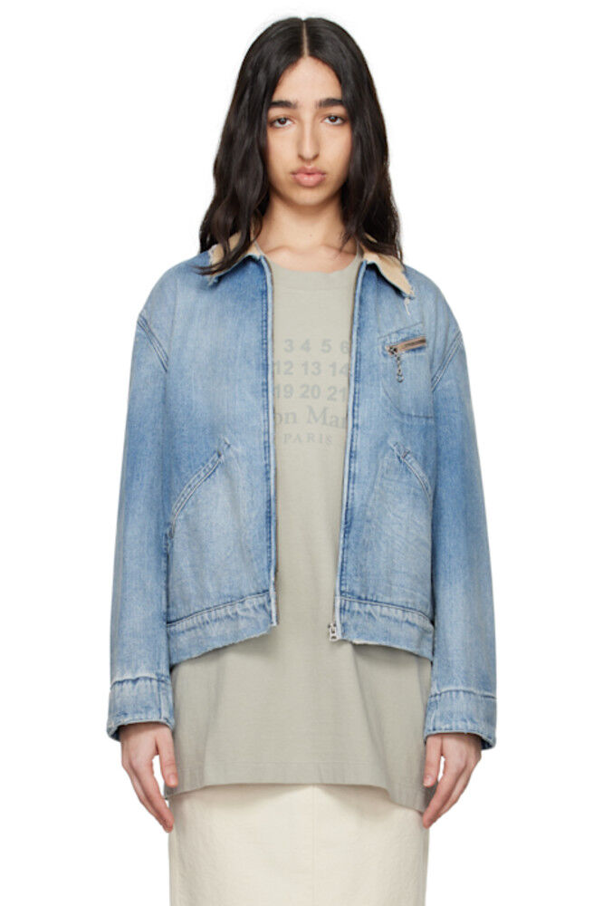 

Синяя джинсовая куртка с вельветовым воротником Maison Margiela