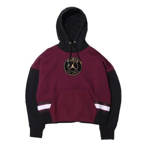 

Толстовка (WMNS) Air Jordan x Paris Saint-Germain Fleece Hoodie 'Bordeaux', цвет bordeaux/black