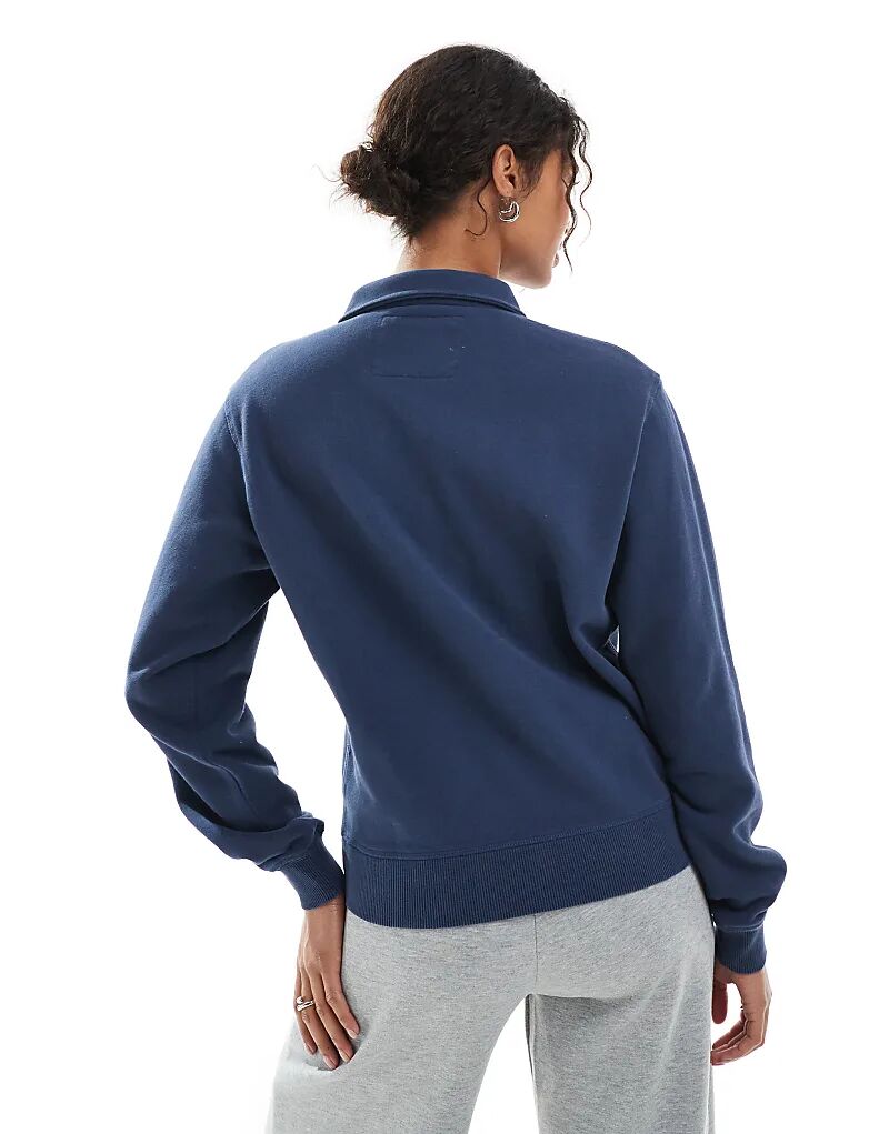 Спортивная куртка Superdry Athletic Essentials с воротником и застежкой-молнией до середины бедра в насыщенном темно-синем цвете — фото 2