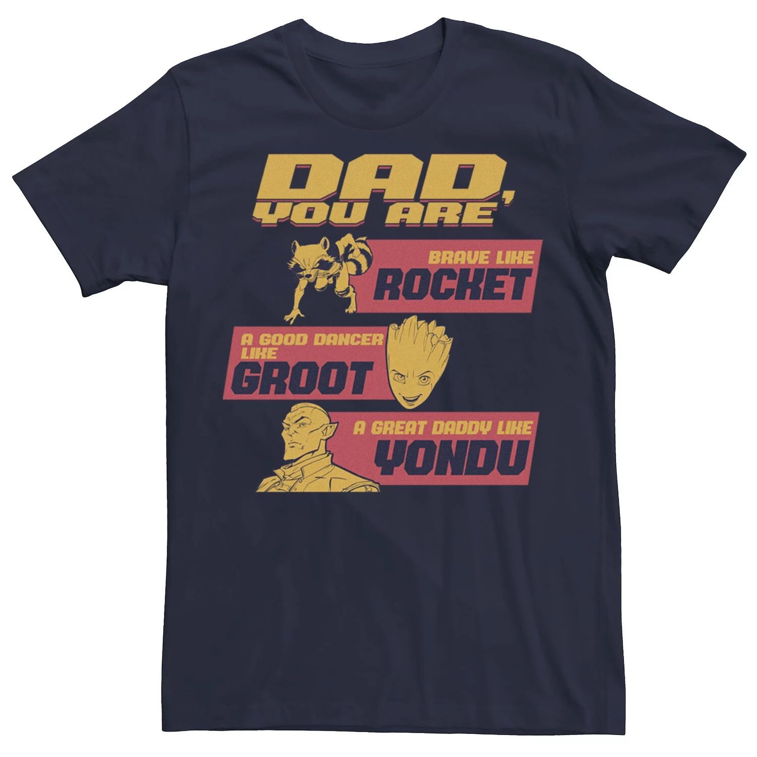 

Мужская футболка с рисунком Guardians Of The Galaxy Rocket Groot Yondu Dad Group Marvel