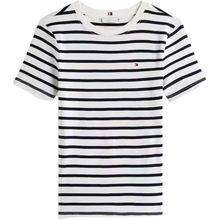 Футболка женская с круглым вырезом Tommy Hilfiger бело-синяя