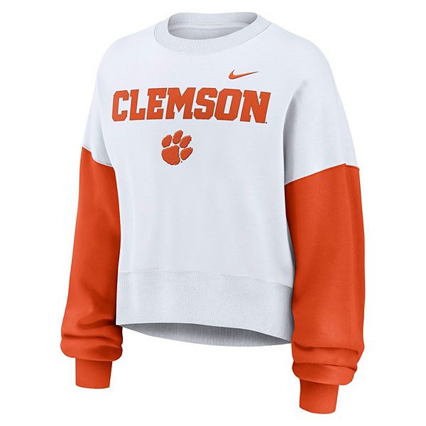 Женский белый оверсайз кроп-свитшот color-block clemson tigers Nike — фото 3