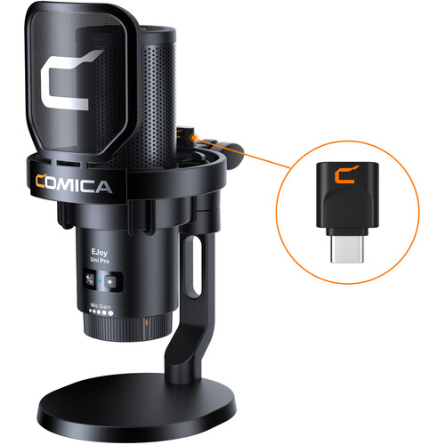 

Comica Audio EJoy Uni Pro D RGB Кардиоидный Конденсаторный Беспроводной/USB-C Микрофон с Настольной Подставкой (черный)