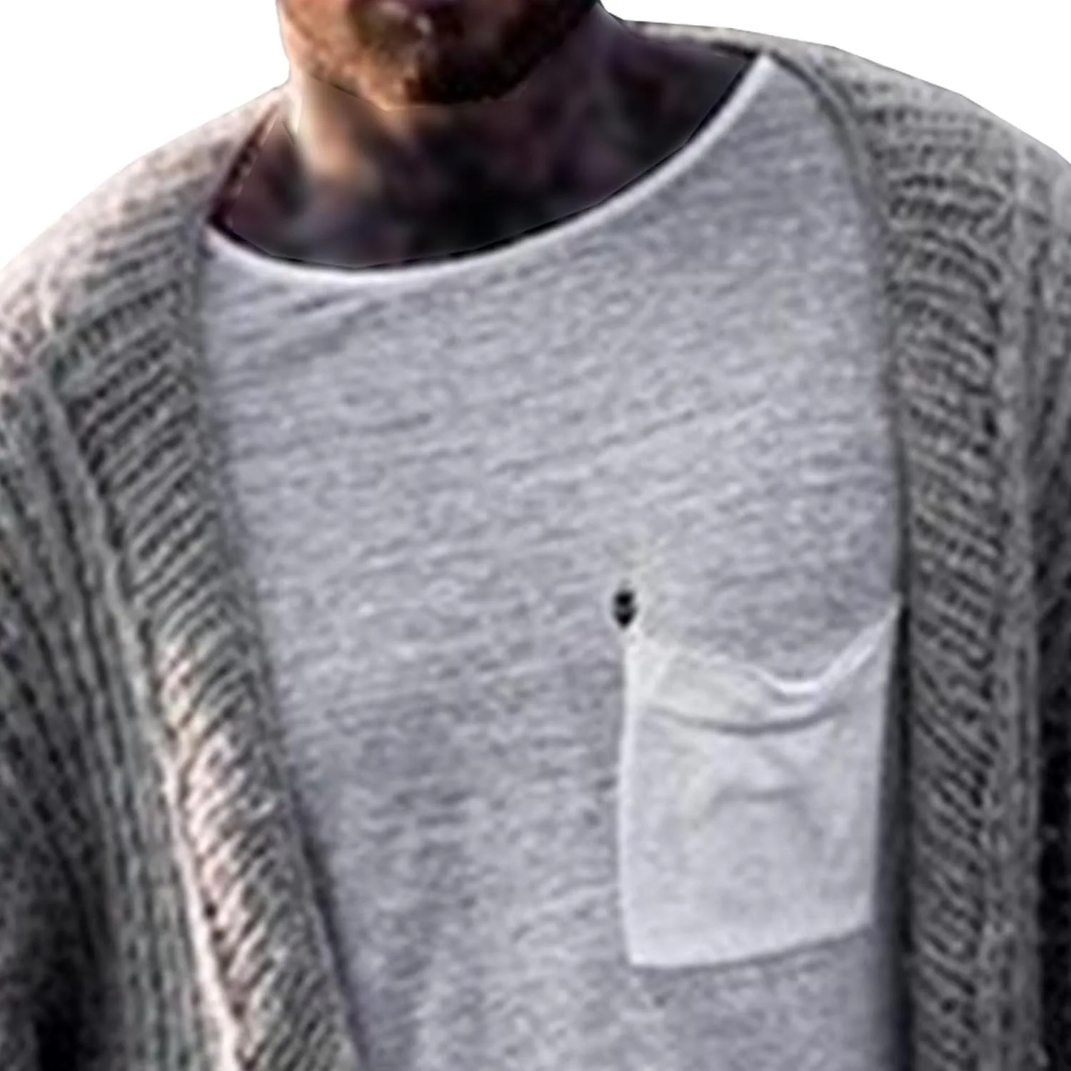 Мужской кардиган с открытой передней частью, длинный рукав, slim fit — фото 2