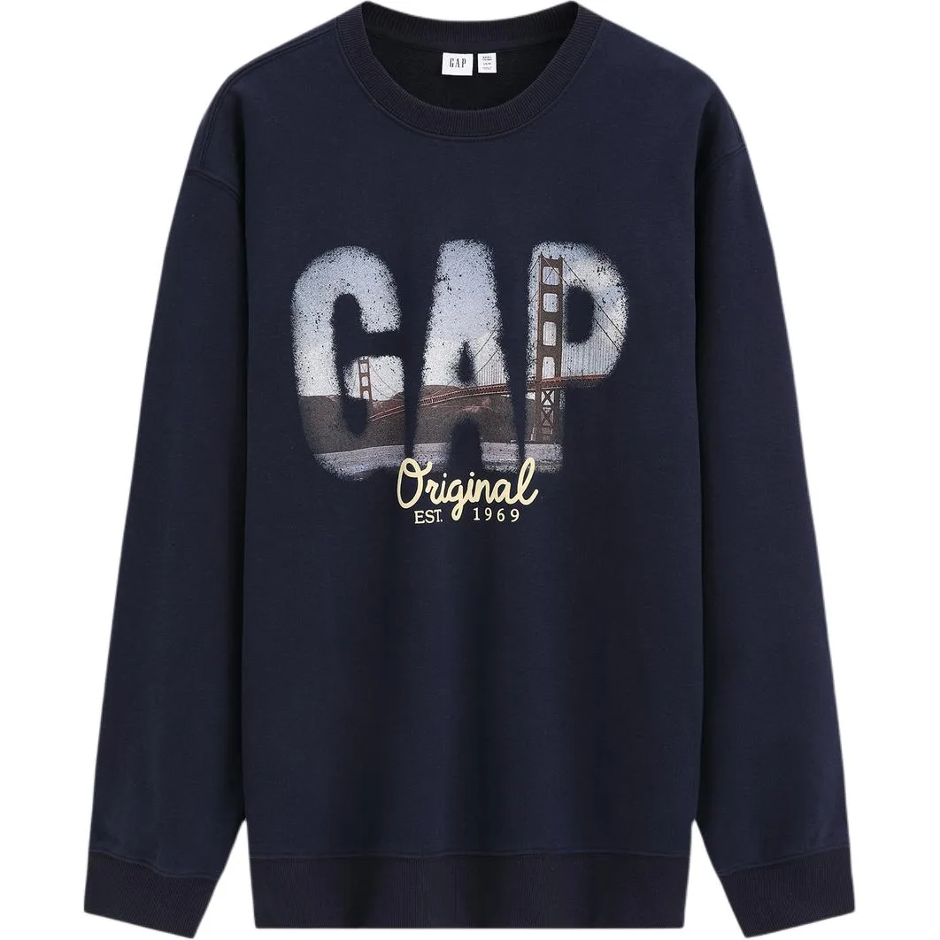 Свитшот унисекс с круглым вырезом GAP, синий — фото 4
