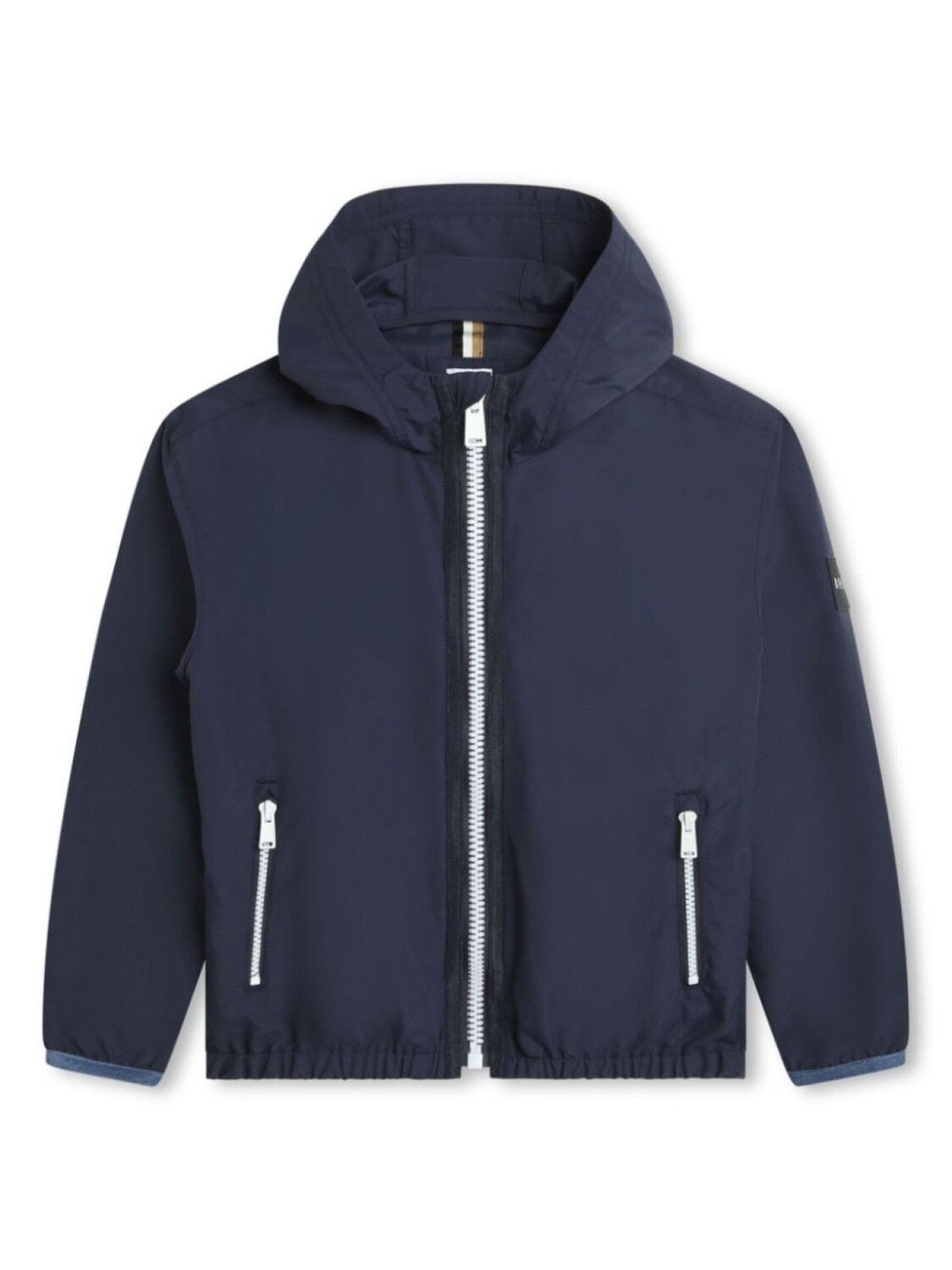 

BOSS Kidswear ветровка с капюшоном и нашивкой-логотипом, синий