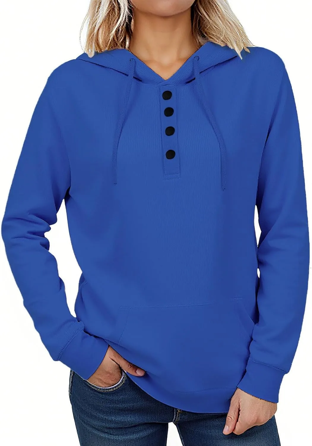 

Толстовка с капюшоном на пуговицах и карманом