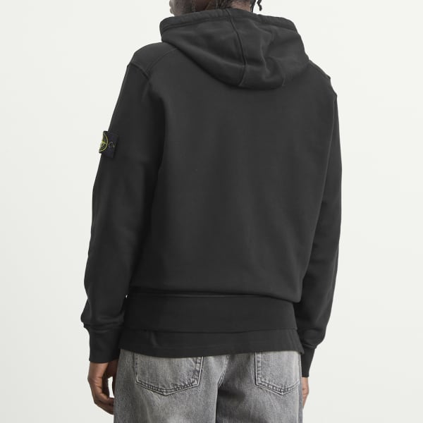 Худи на молнии, окрашенное в готовом виде Stone Island, черный — фото 3