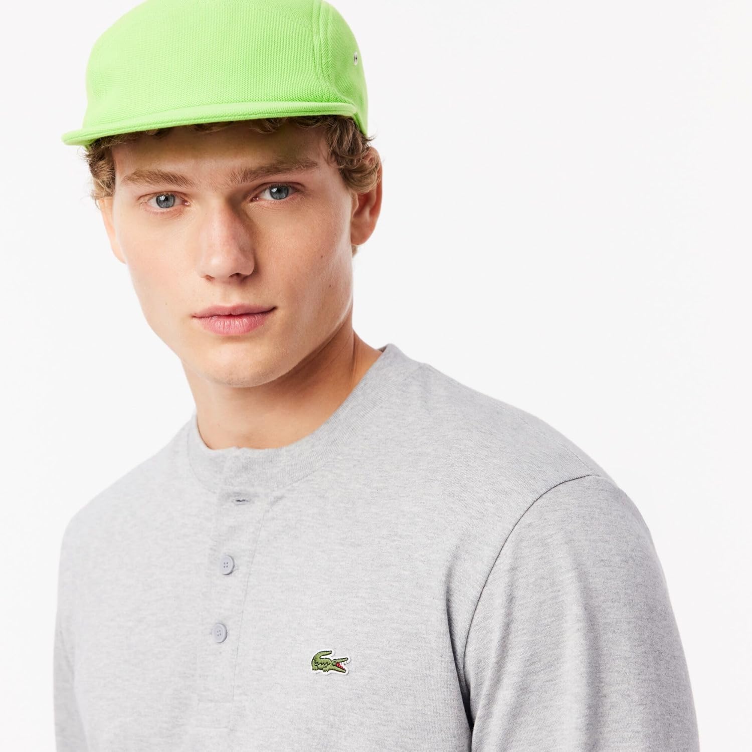 Мужская футболка с длинными рукавами из хлопкового трикотажа Lacoste, Silver Chine — фото 2