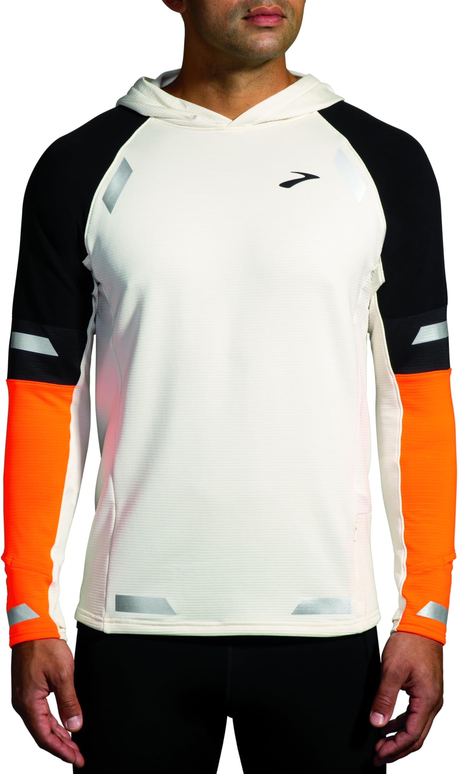 

Худи Brooks Run Visible Notch Thermal Hoodie 2.0, цвет Ecru/Fluoro Flash/Black