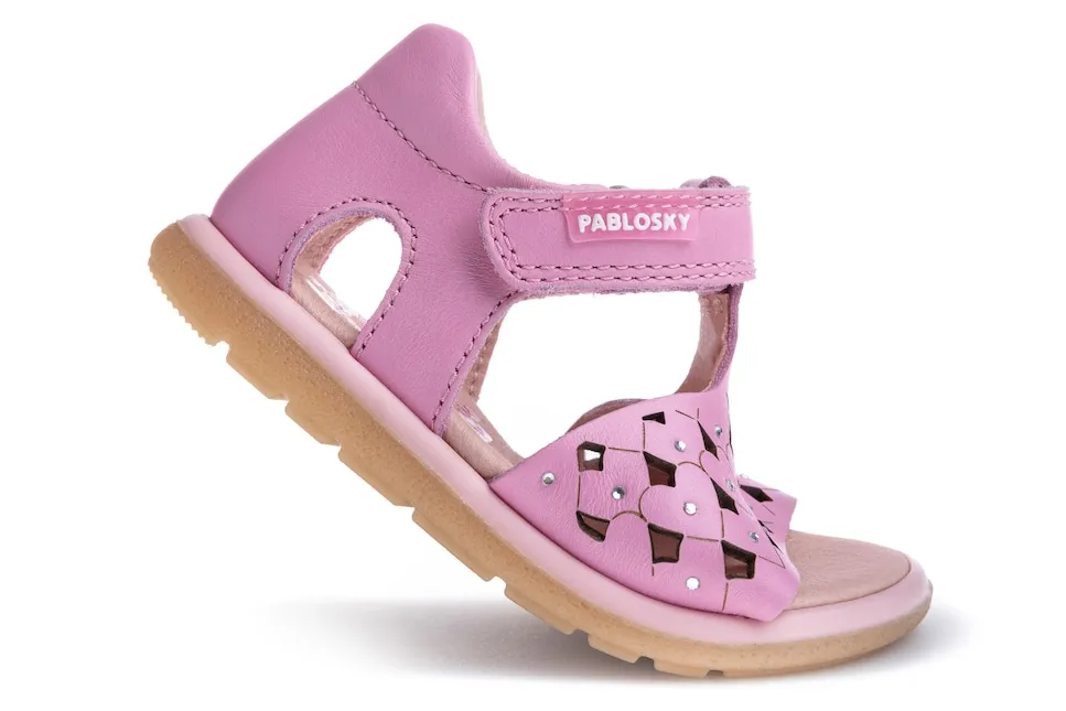 Детские сандалии из кожи на липучке Pablosky, розовый — фото 2