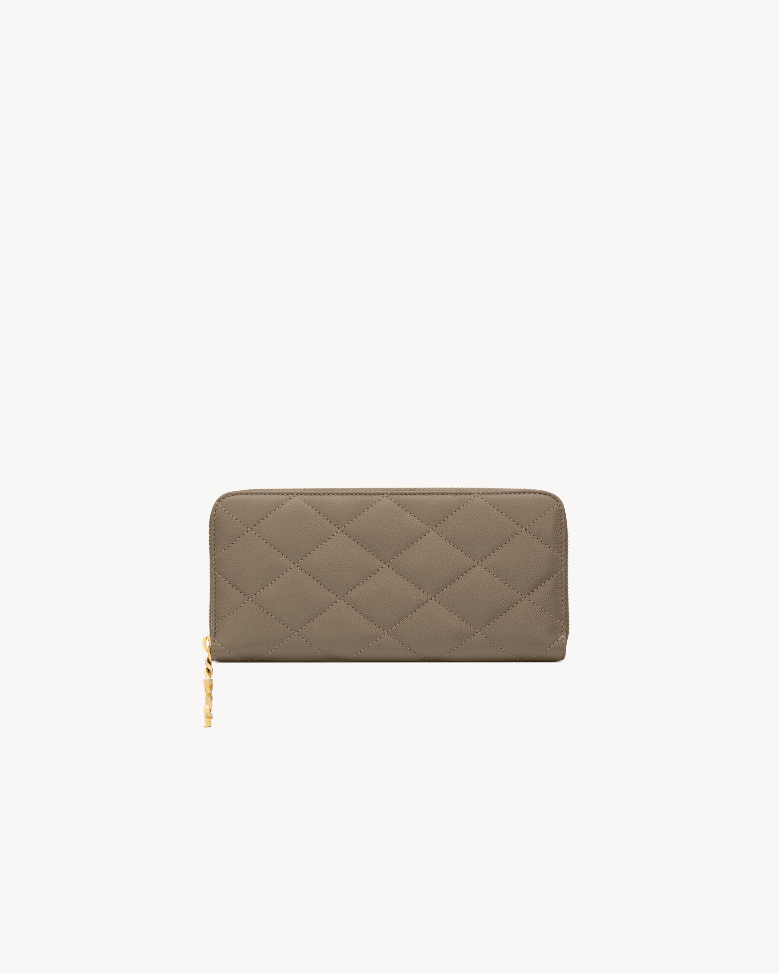 

Кошелек на молнии CASSANDRE BIJOU из кожи GRAIN DE POUDRE Saint Laurent, серый/серебряный