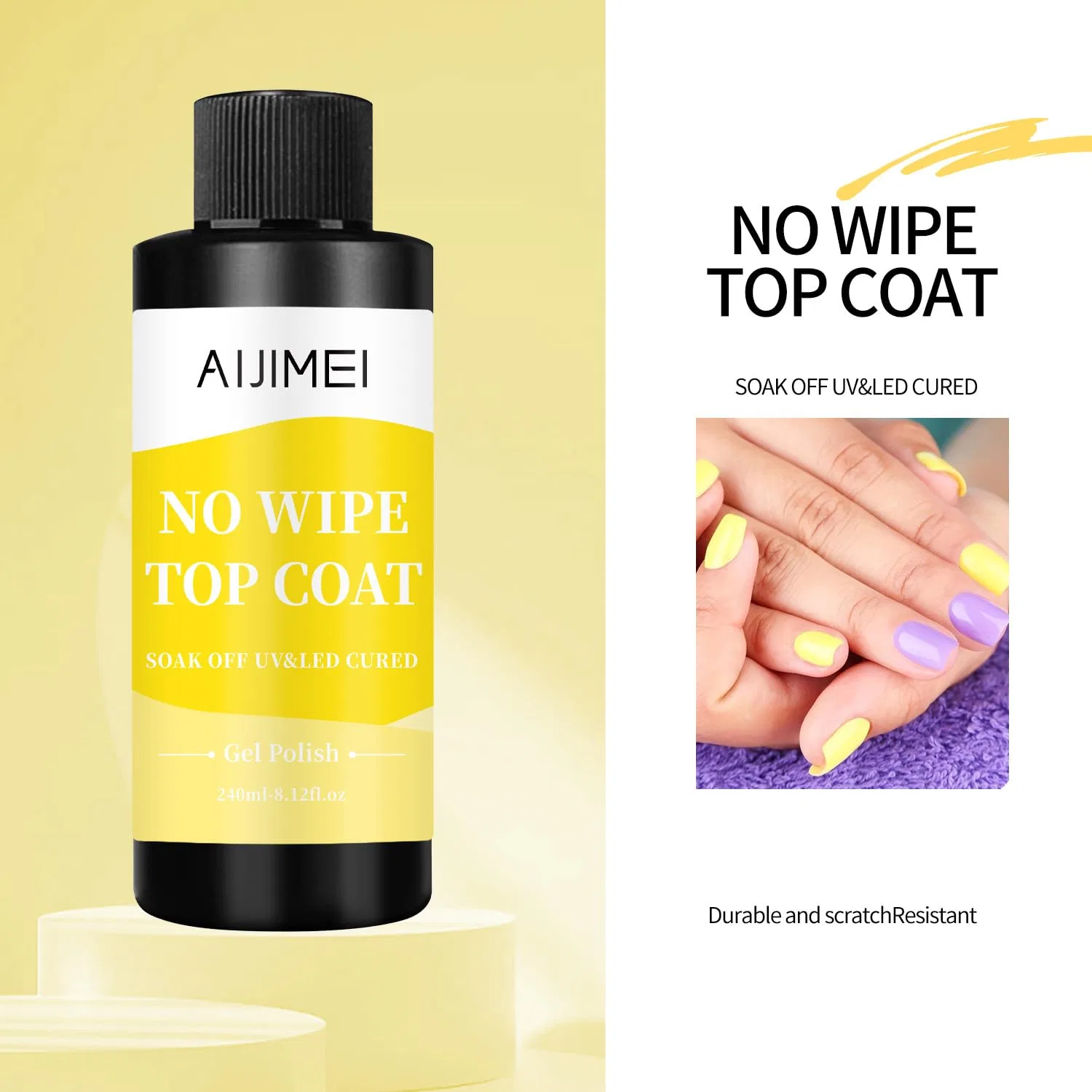 Верхнее покрытие для гель-лака No-Wipe, 240 мл Aijimei, 4-240 Ml. — фото 2