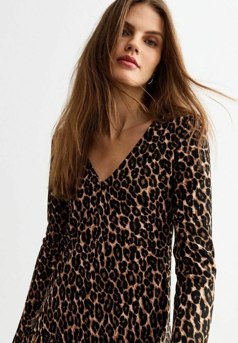 

Платье из джерси LEOPARD PRINT MINI New Look, коричневый