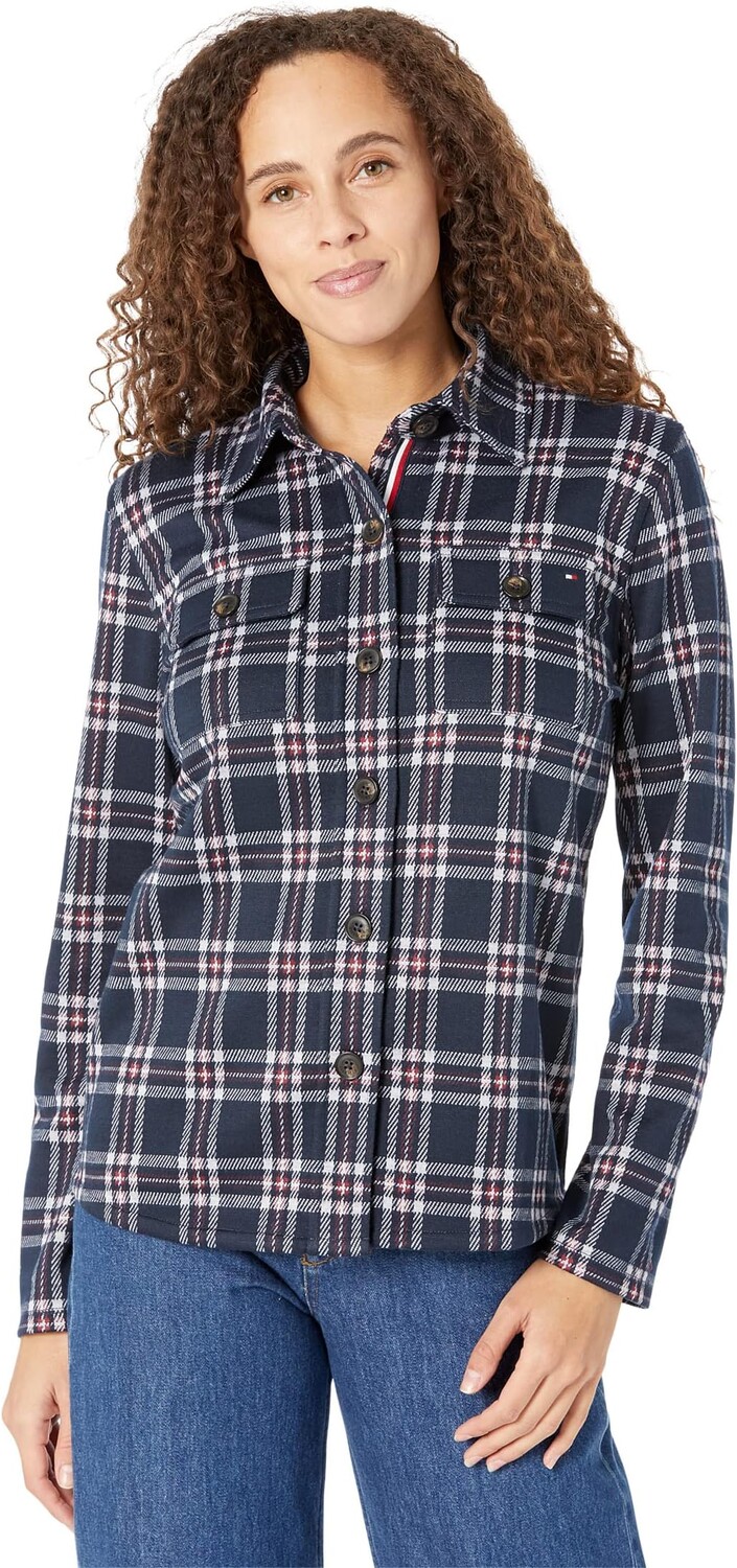 

Рубашка Tommy Hilfiger Knit Shacket Plaid, цвет Hillside Plaid/Sky Captain/Crimson