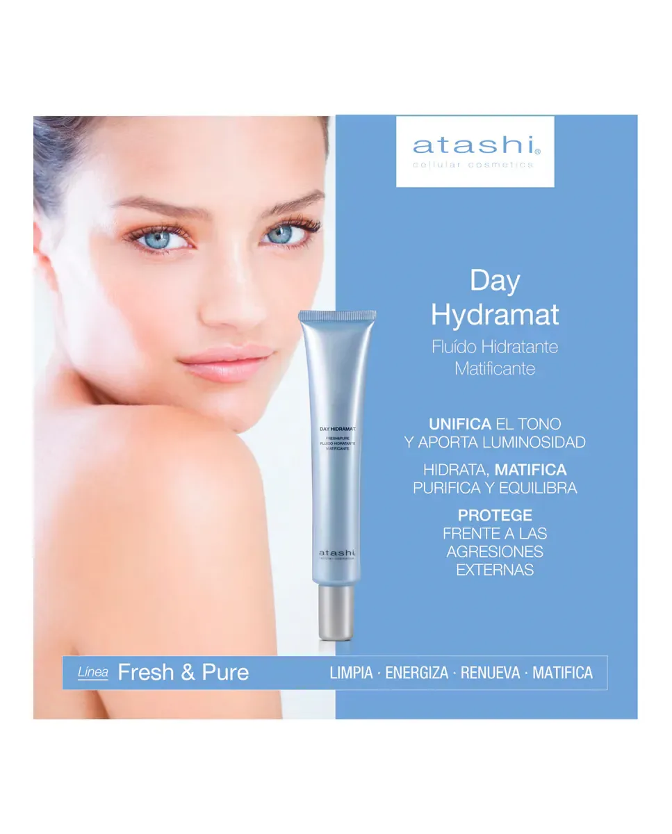 Флюид Atashi — Fresh&Pure Day Гидрамат Матирующий Анти-Неровности Для Жирной Кожи, 50 мл — фото 2